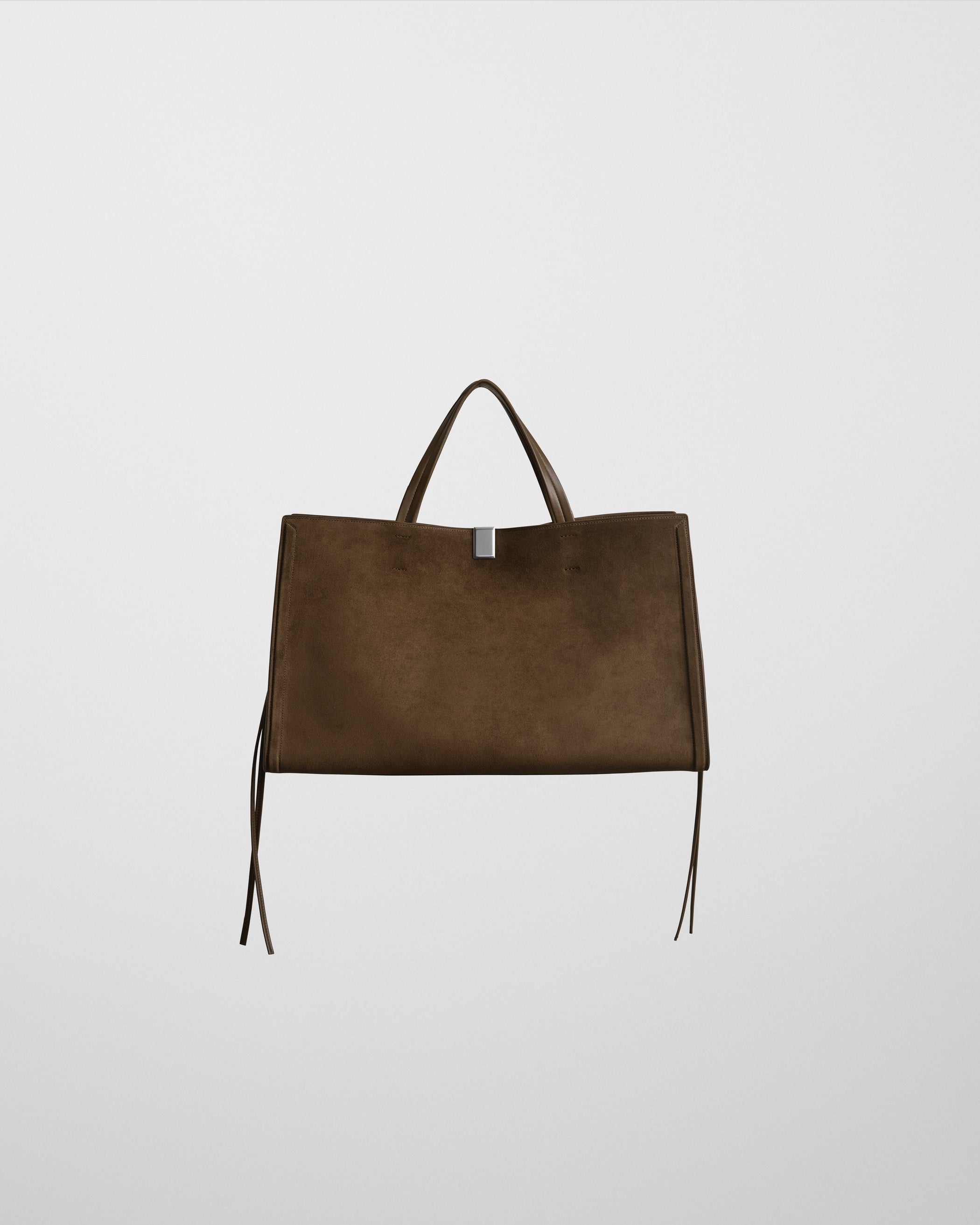 Front view of Medium Kit Cabas in khaki suede leather.