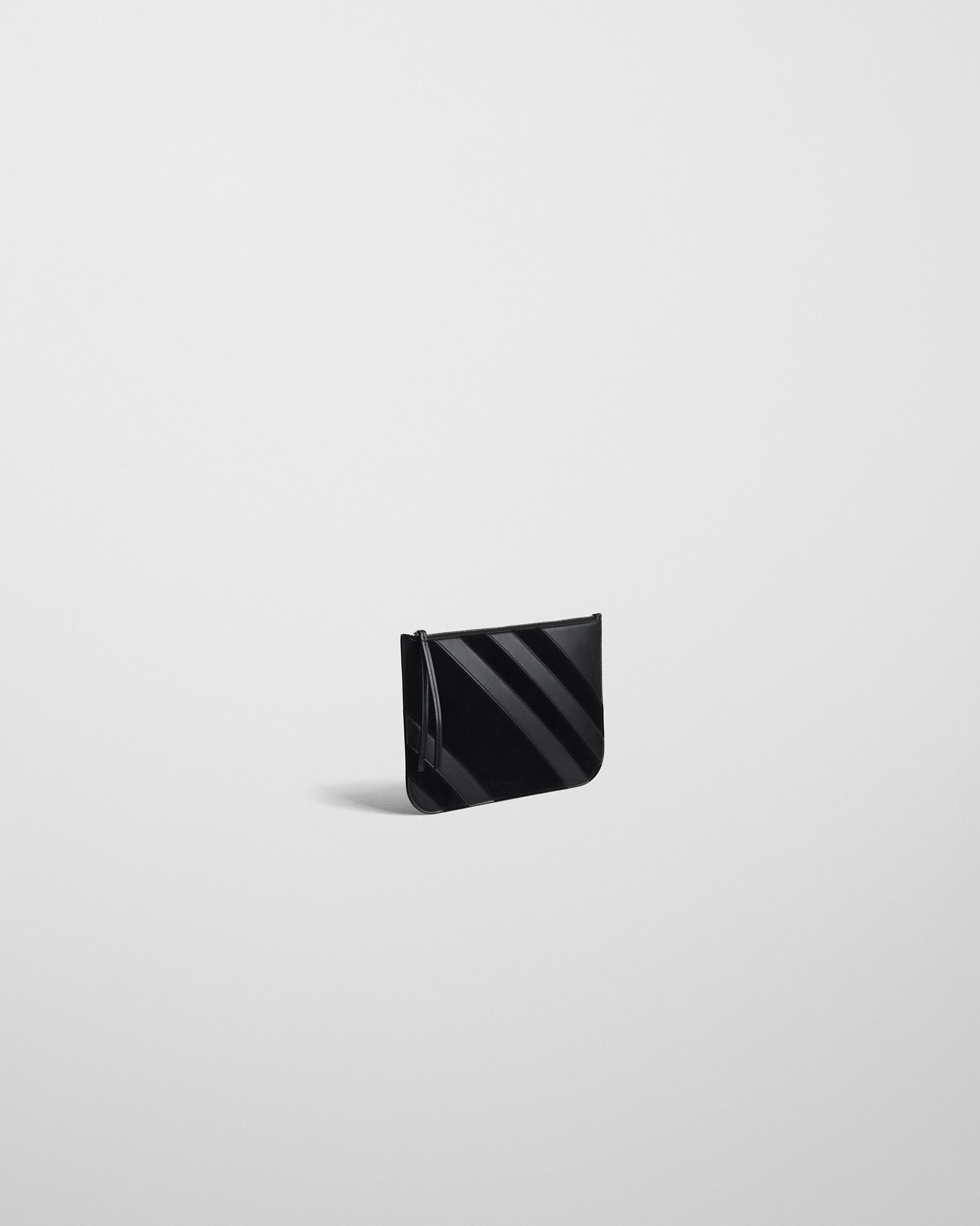 View of pocket pouch in black leather.