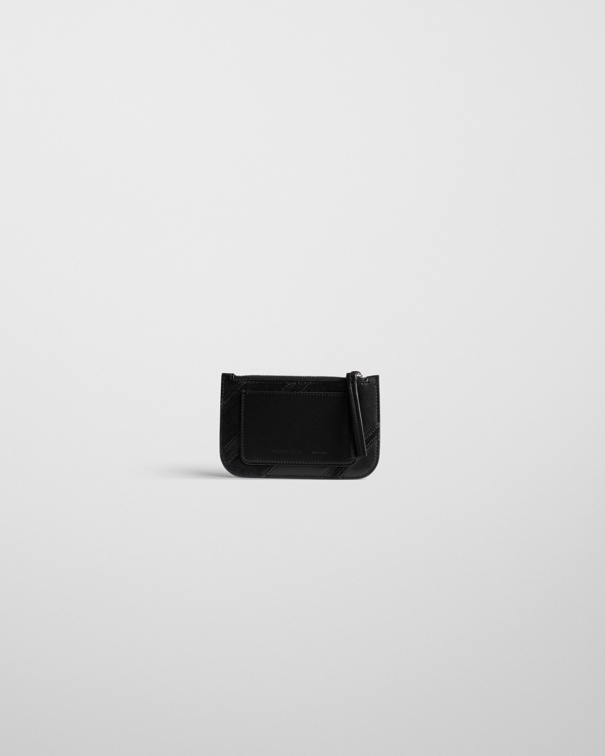 Back view of POCKET CARD HOLDER in black leather