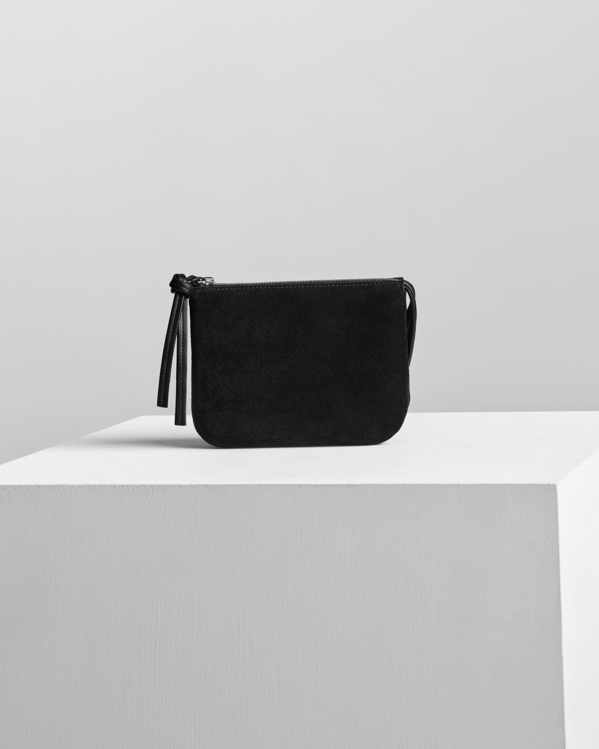 Front view of POCKET GIG in black suede leather