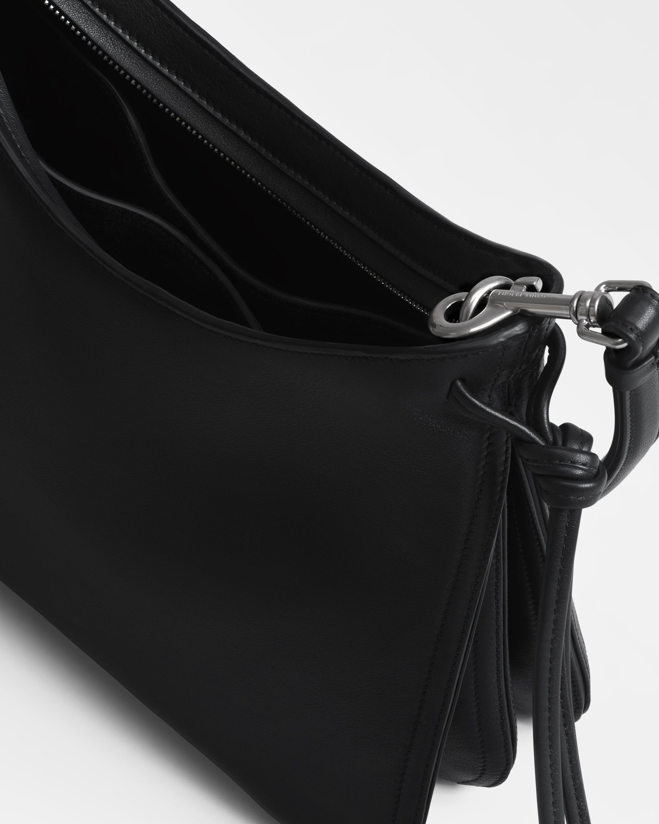 Detail view of SMALL GIG BAG in black leather