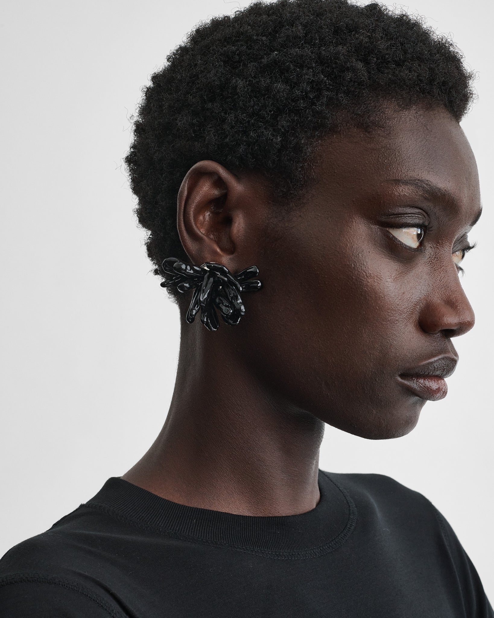 View of CLUSTER EARRINGS in black resin