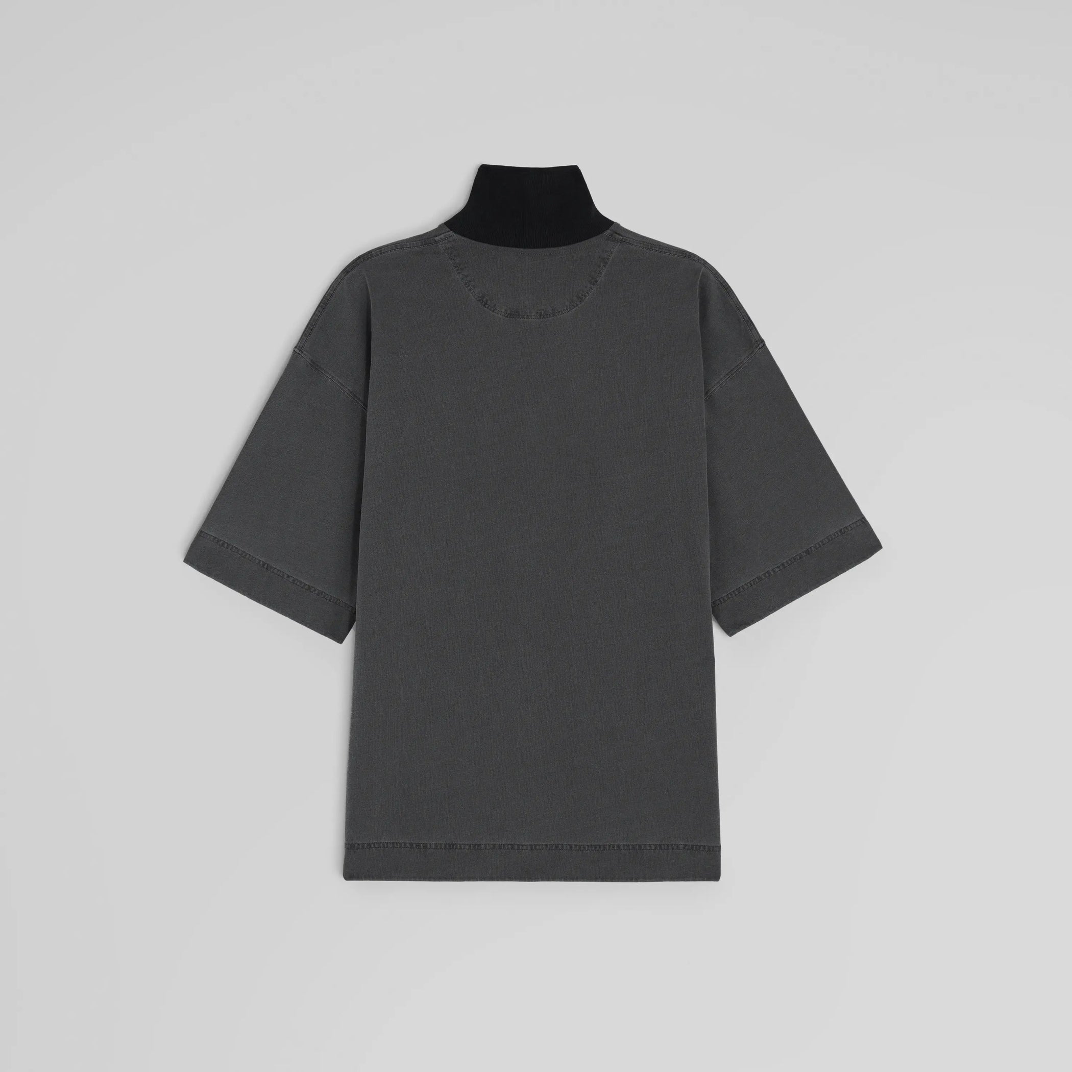 CUT COLLAR T-SHIRT | washed black cotton