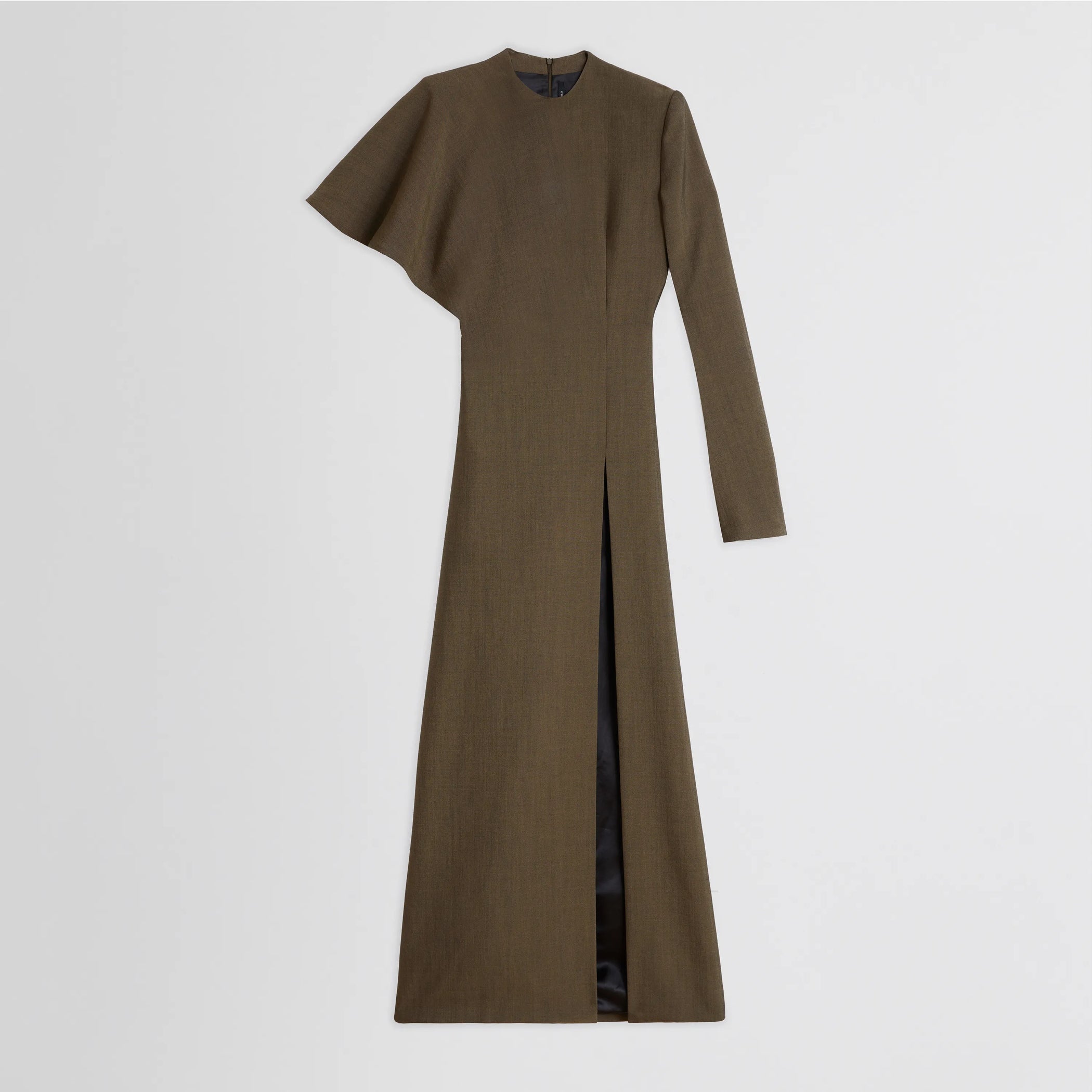 SLICED DRESS | tobacco melange wool tailoring