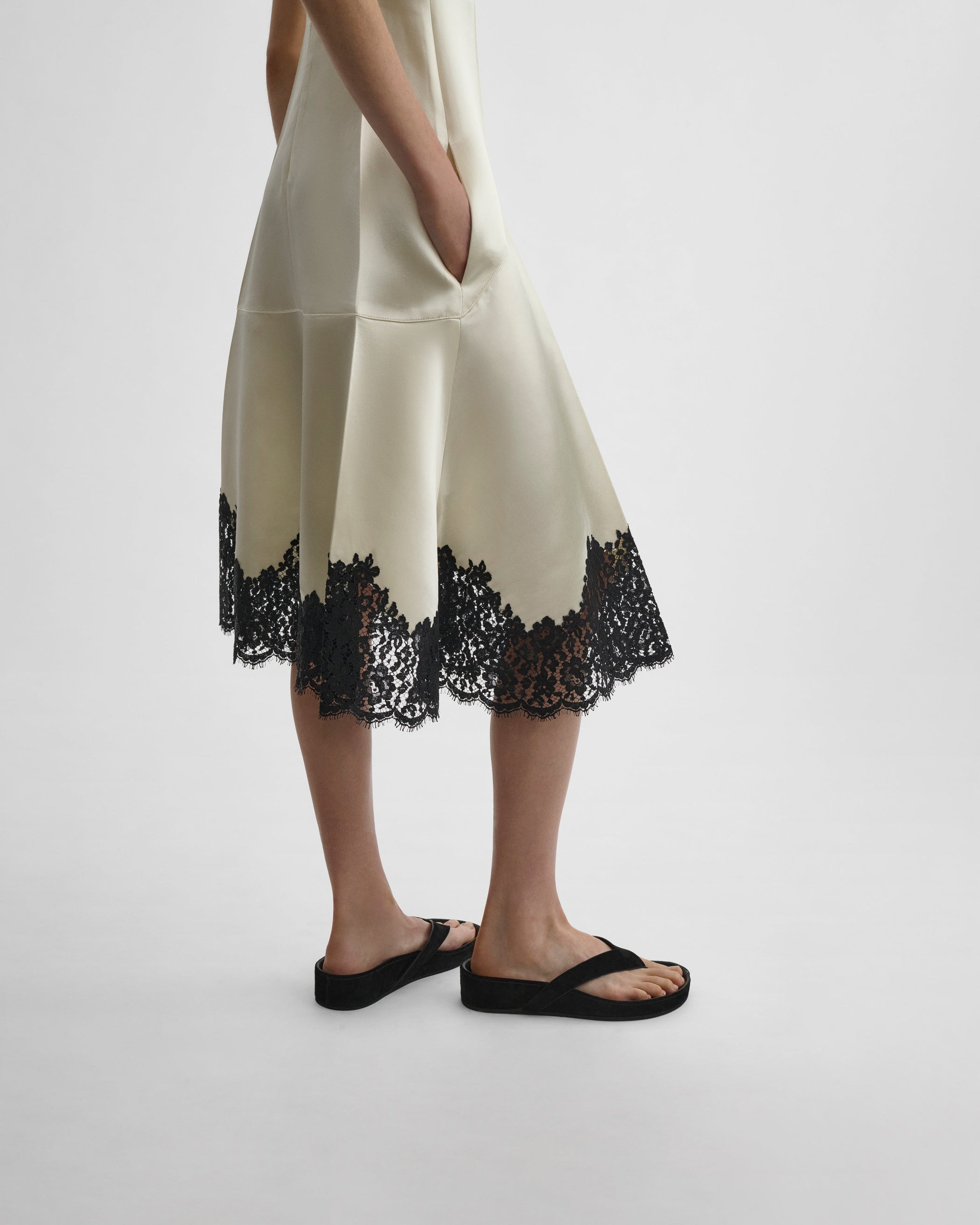 View of slicked slip in vanilla viscose