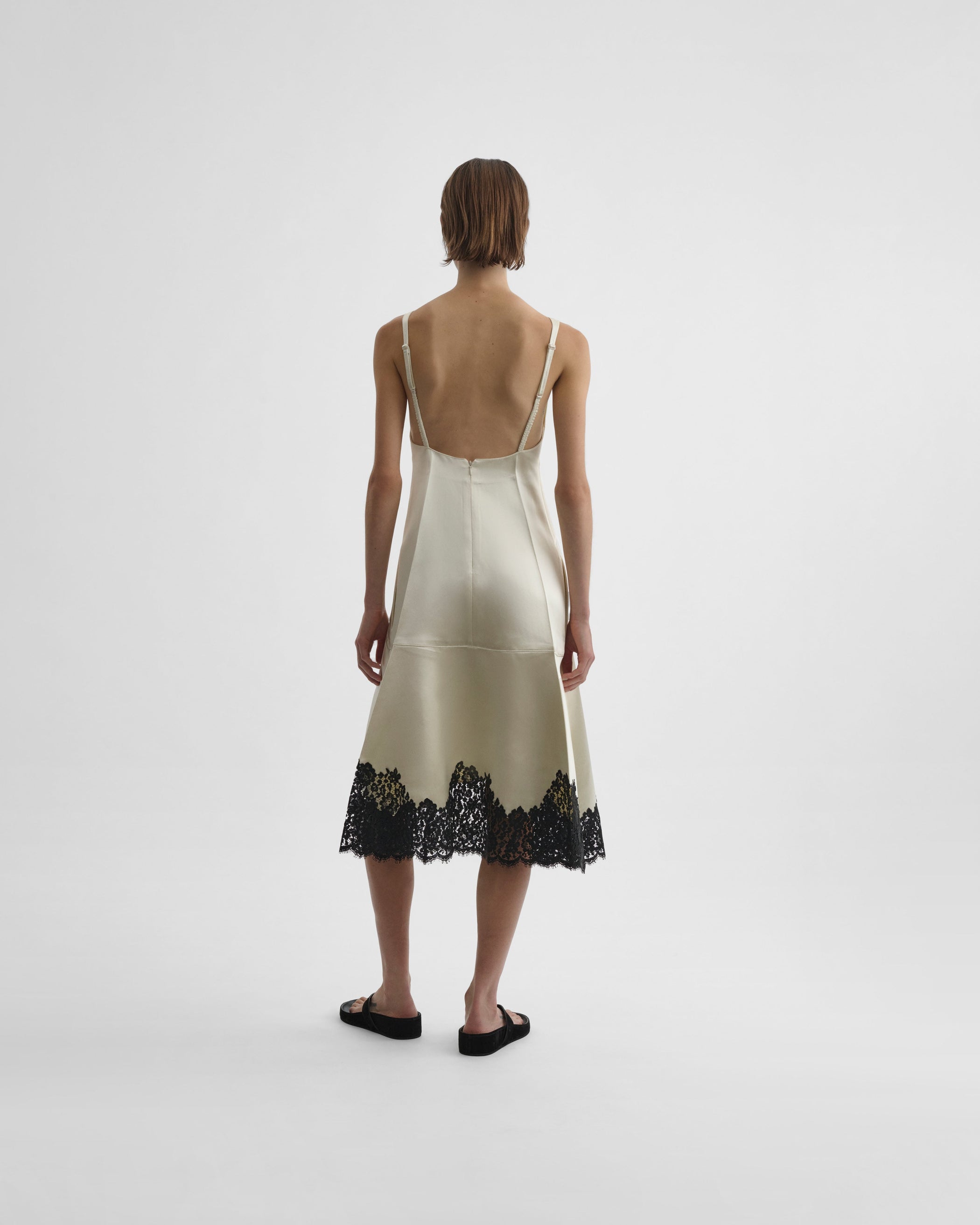 View of slicked slip in vanilla viscose