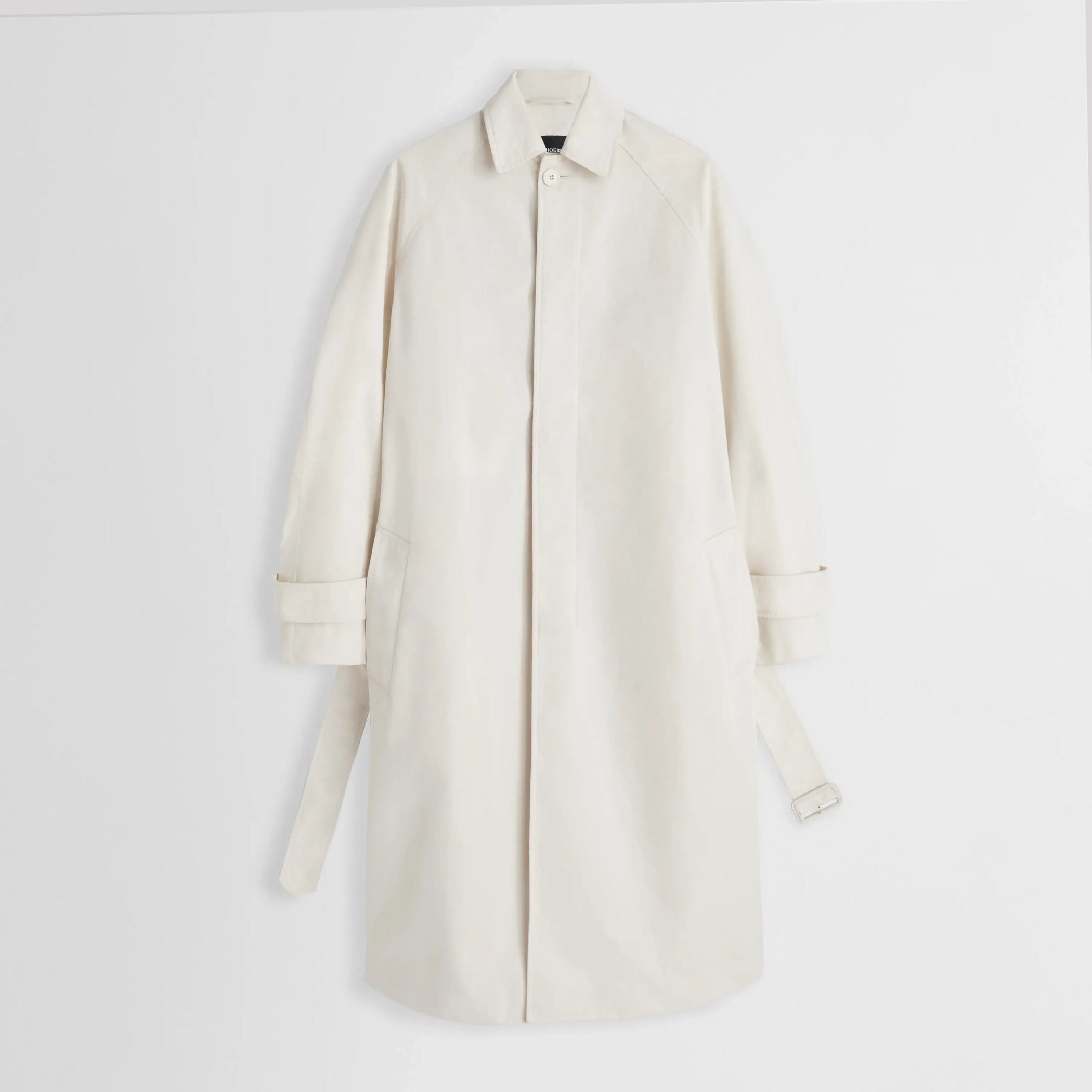 Front flat lay view of Comfy Car Coat in white blonde. 