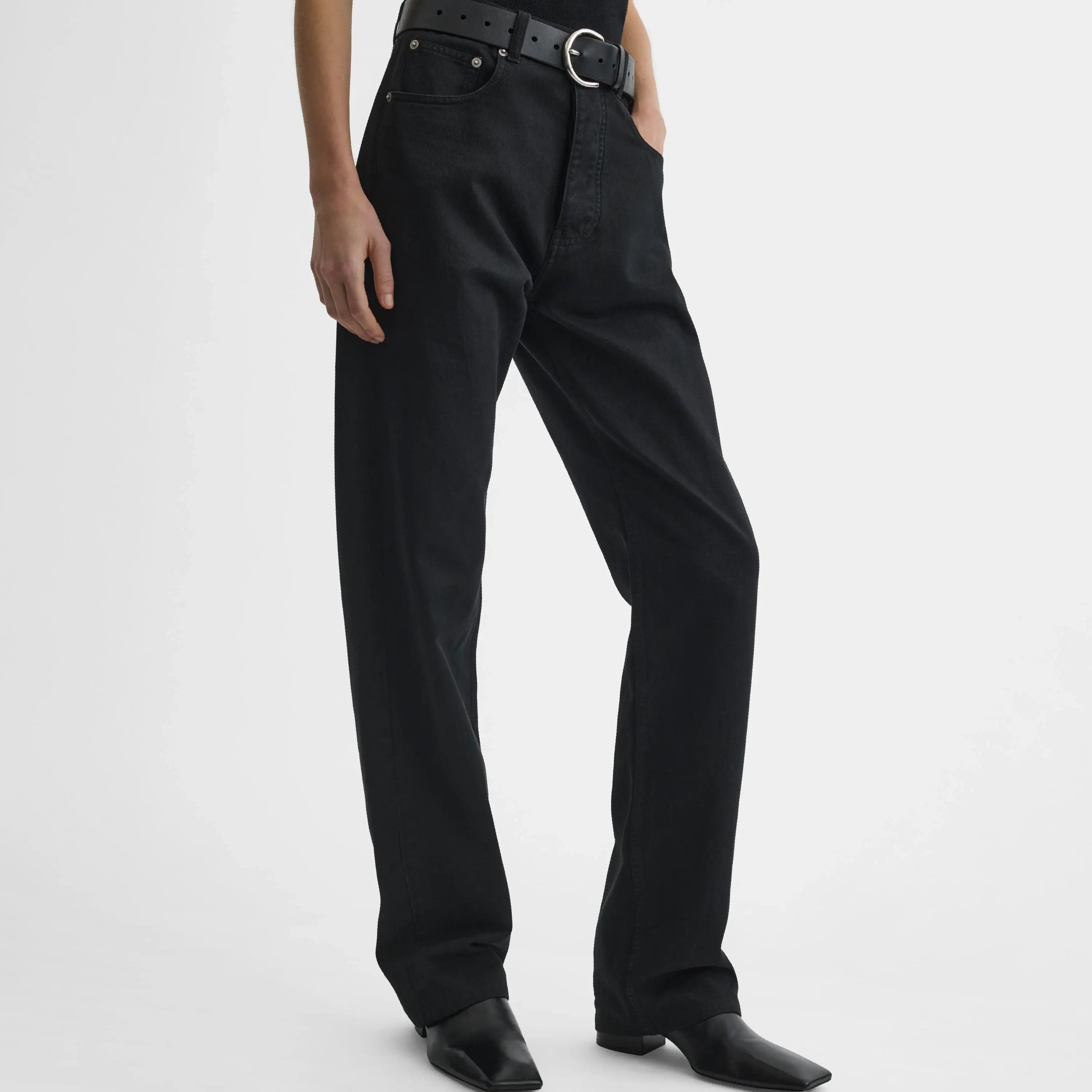 PHOEBE PHILO テクスチャード加工のクラシックジーンズ PHOEBE PHILO | CLASSIC JEANS | BLACK COTTON