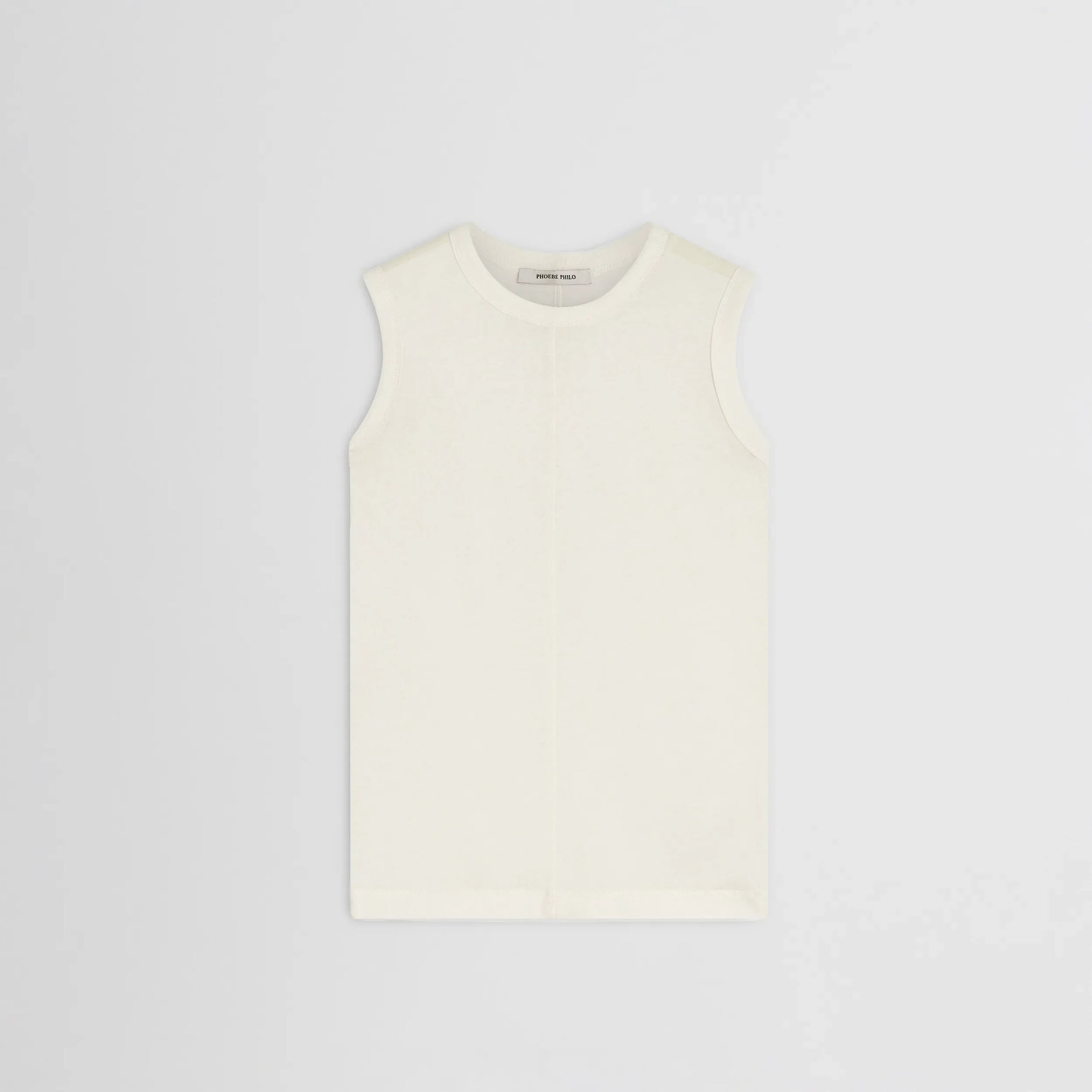Flat front view of underpinning tank top in ivory cotton