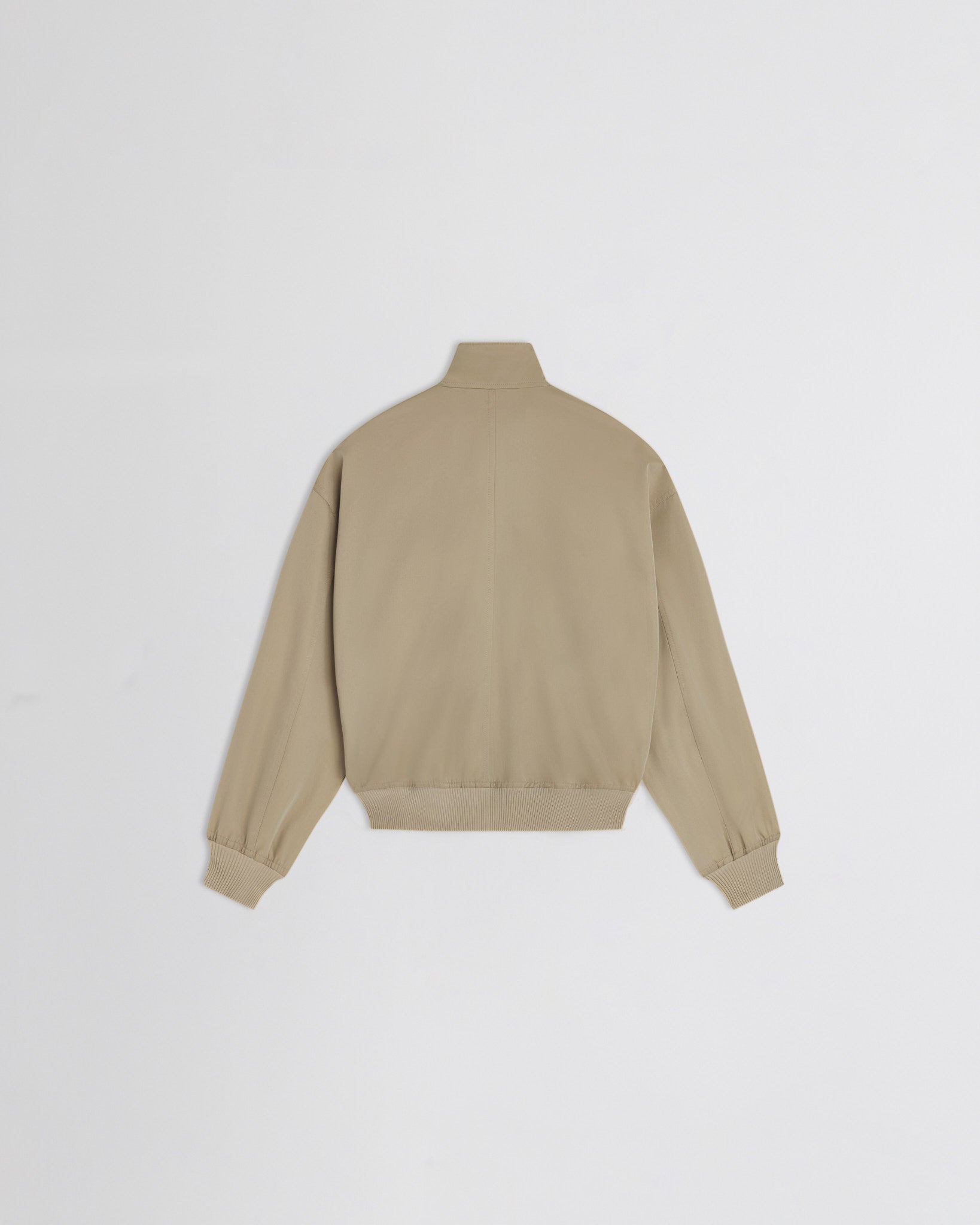 Flat back view of golf jacket in trench cotton.