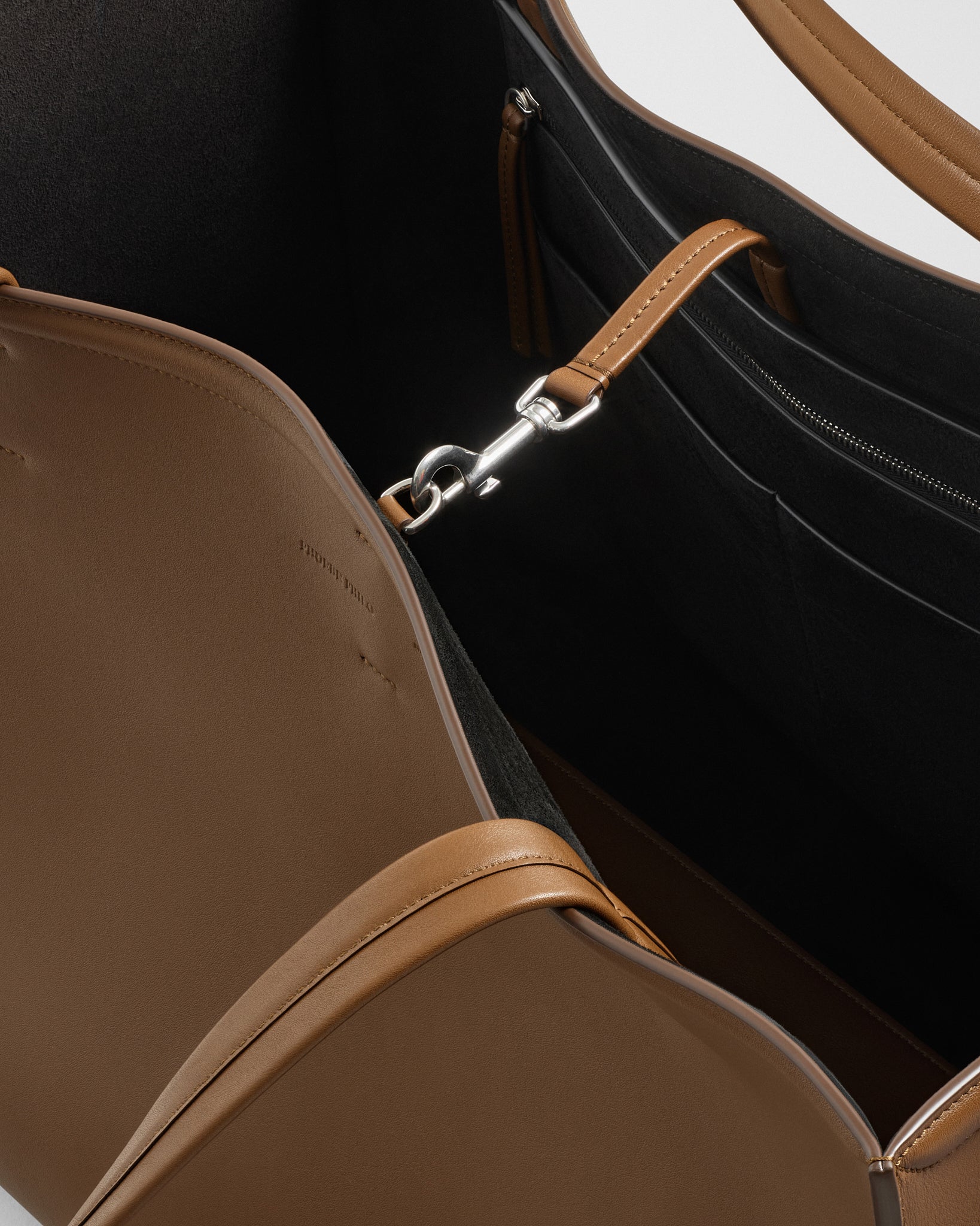 View of LARGE SLOUCH CABAS in khaki leather