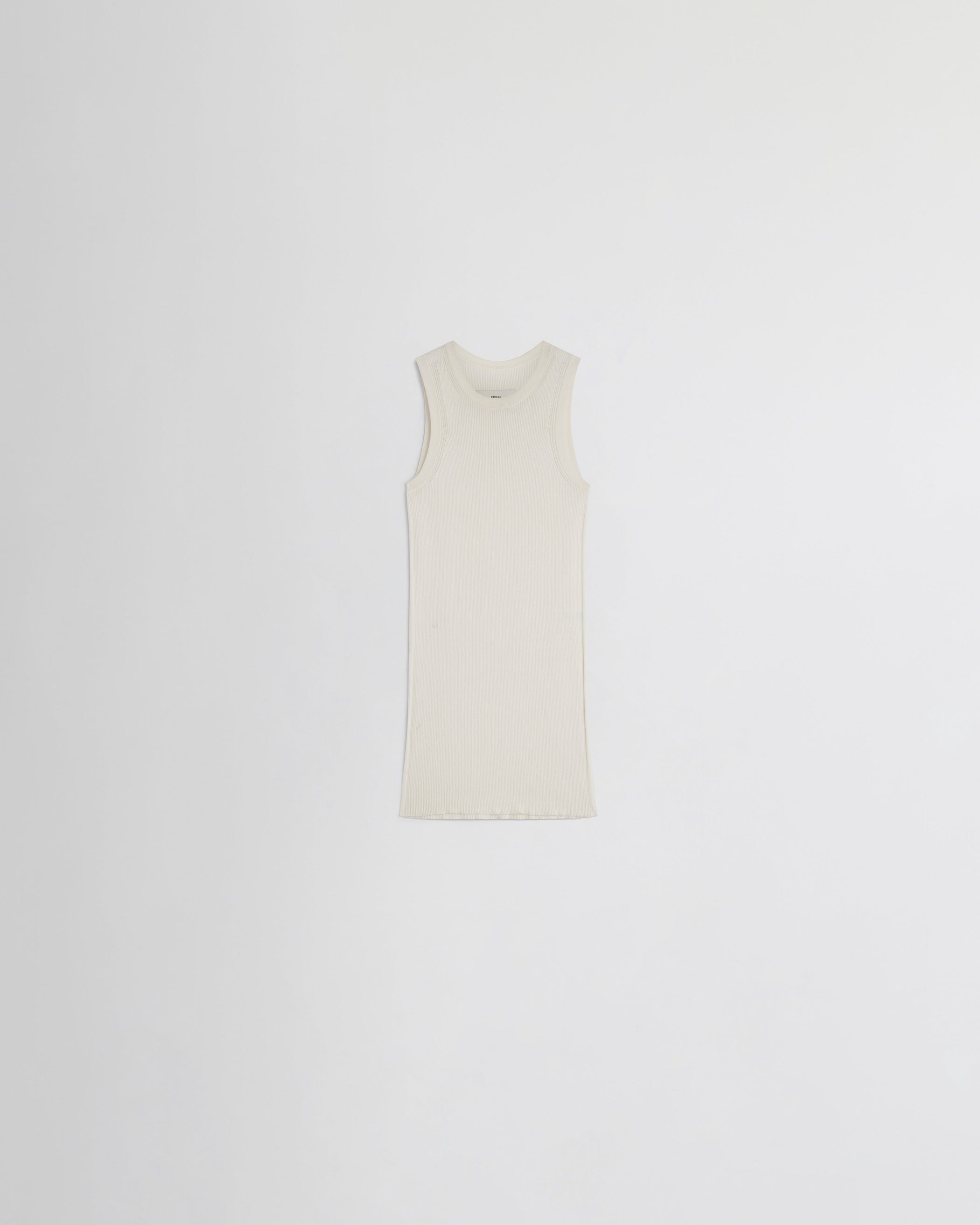 View of RIB TANK in cream wool