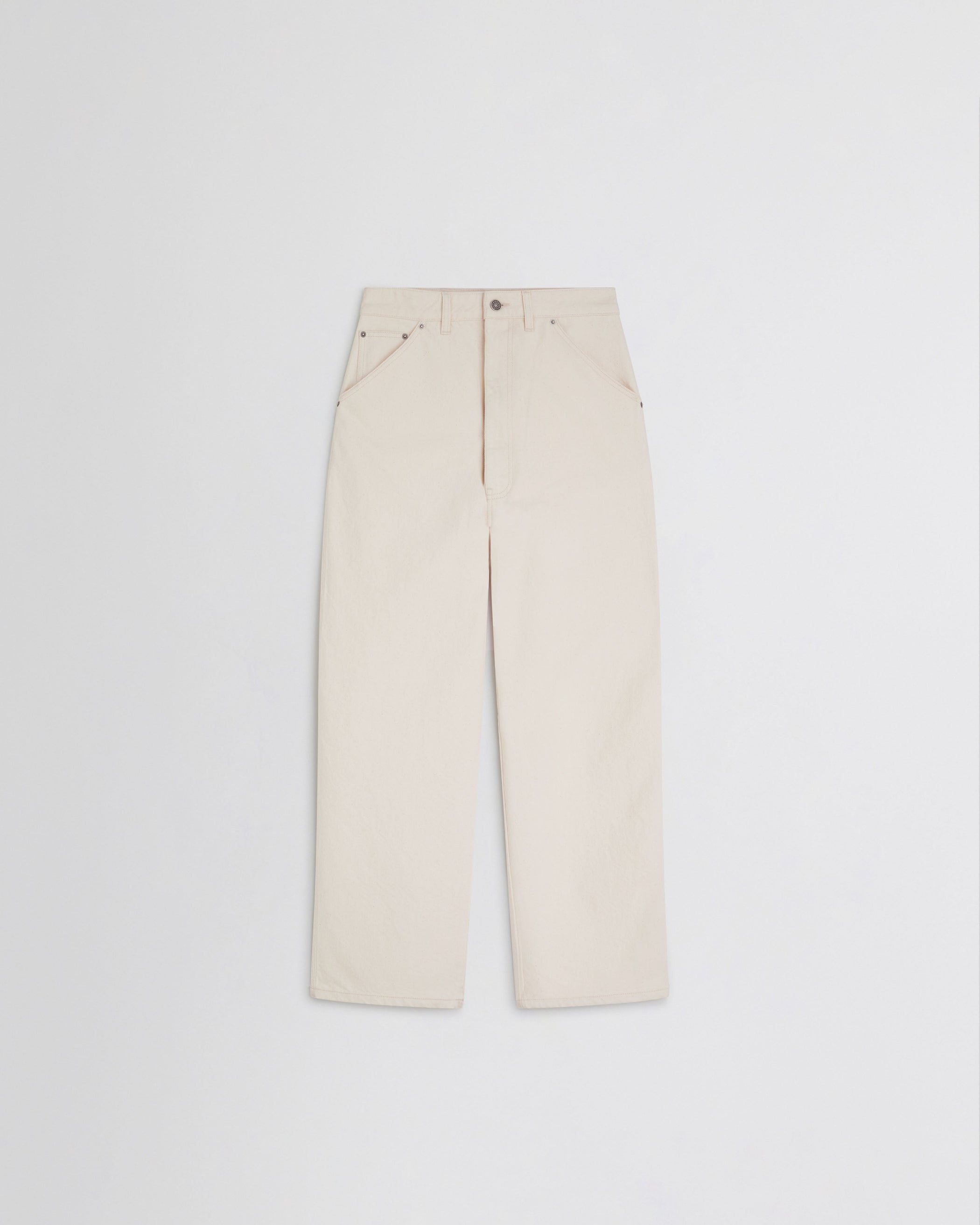 Flat front view of CARPENTER JEANS in cream cotton