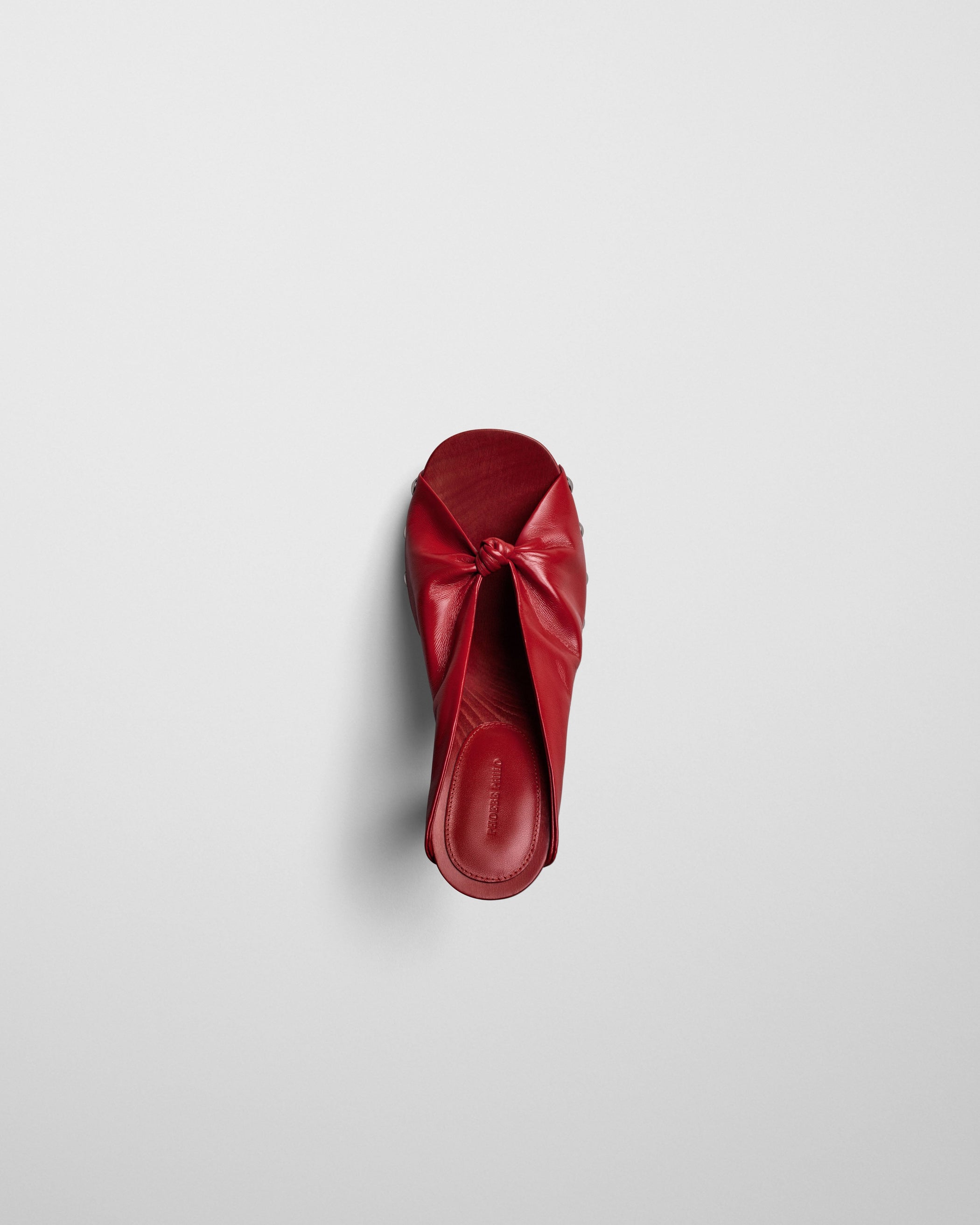 Top view of KNOTTED CLOG in candy red red