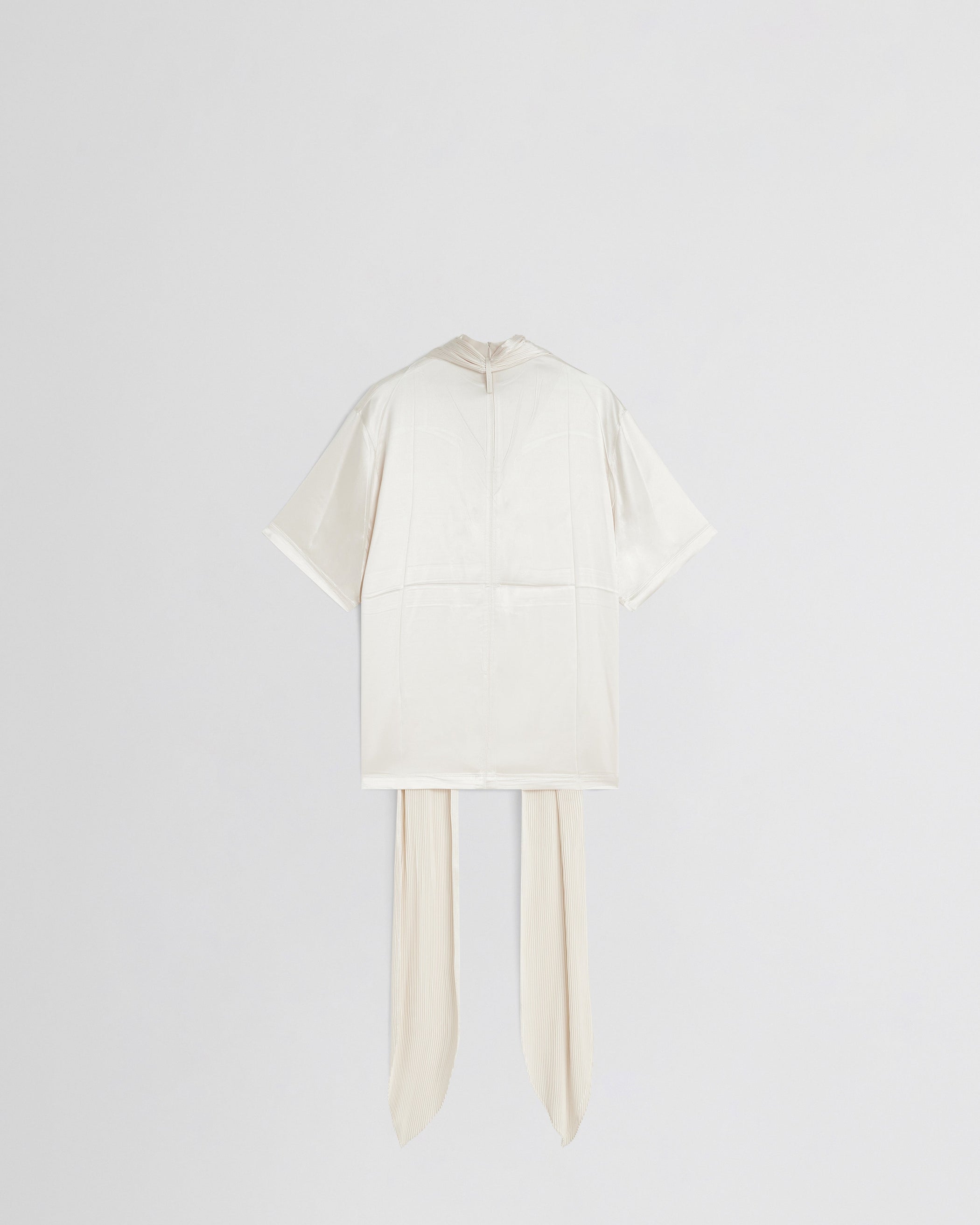 Flat back view of SILK SCARF T-SHIRT in cream silk