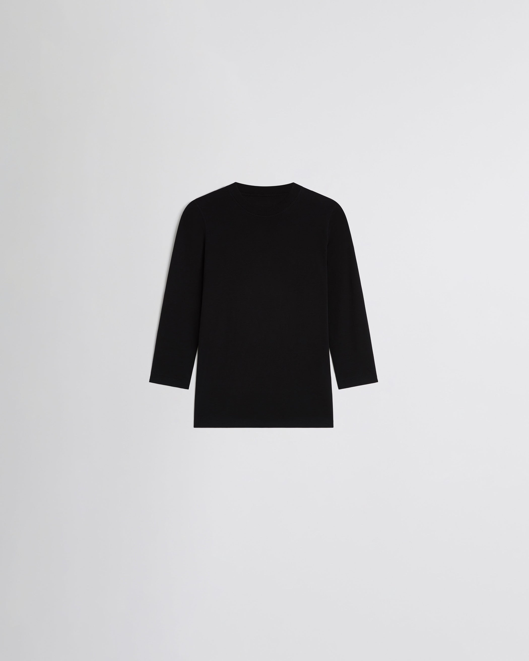 View of CROPPED SLEEVE TEE in black cotton